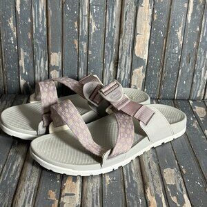 Chaco Lowdown Slide Women’s Sz 8 Mauve Patterned Slip On Strappy Sandals